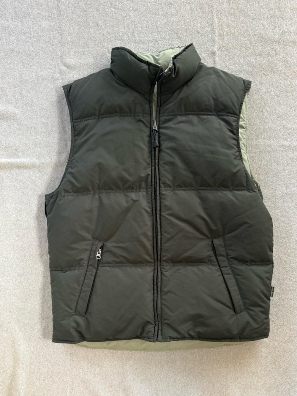 Eddie Bauer Olive Green Reversible Puffer Vest